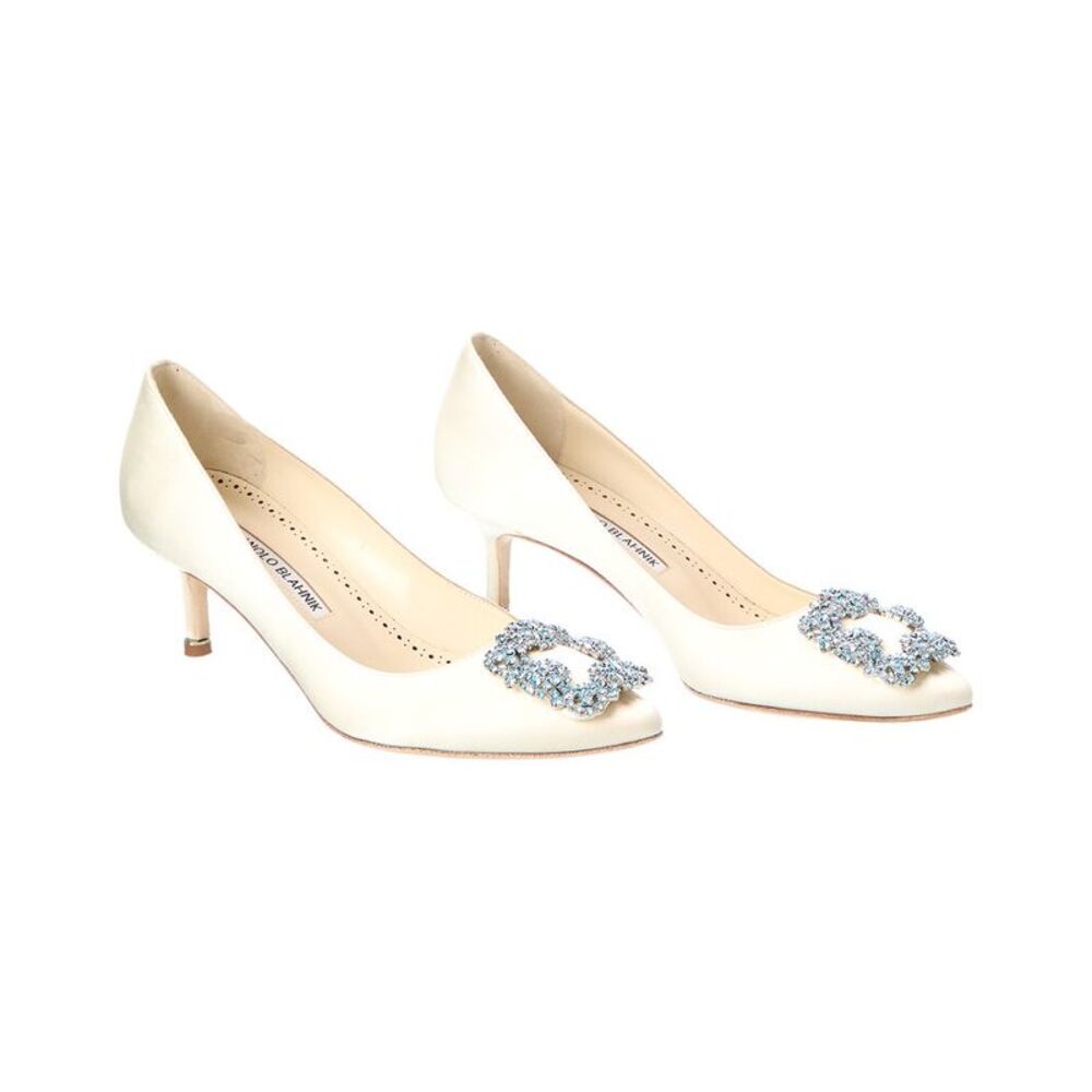 Manolo Blahnik Hangisi Bridal 50 Satin Pump (Authentic Pre-Loved)